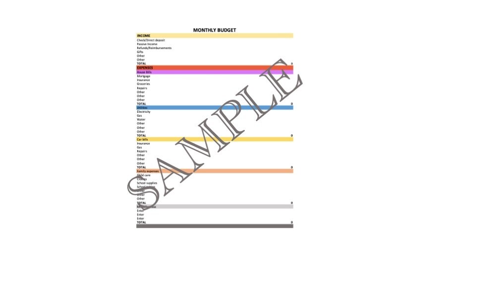 Simple monthly budget plan