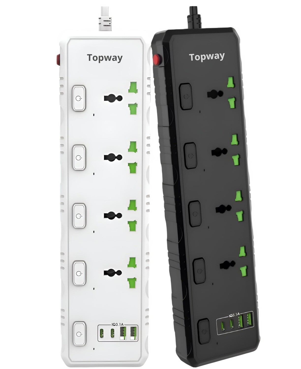 5Meter 3000w Extension Board 16A with Surge Protector Type C Usb port Safety Shutter Overload Switch