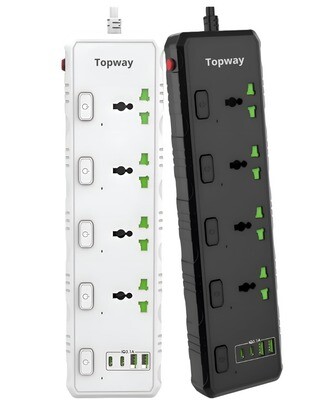 5Meter 3000w Extension Board 16A with Surge Protector Type C Usb port Safety Shutter Overload Switch