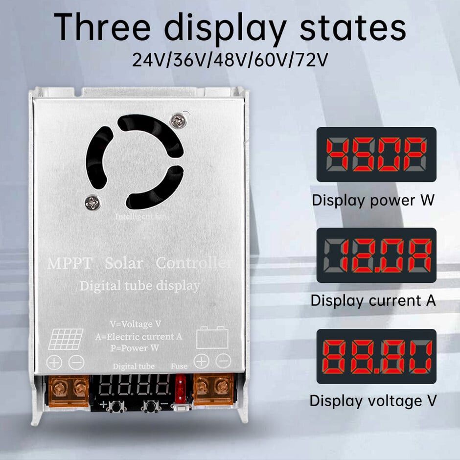 700W MPPT Solar Controller Booster, Ρυθμίσιμη Έξοδος για 24V/36V/48V/60V/72V Batteries