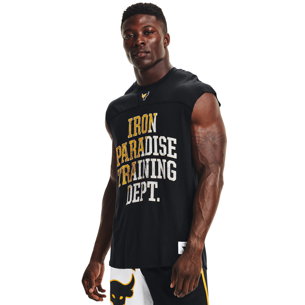UNDER ARMOUR MEN PROJECT ROCK CUT OFF T-SHIRT 1367129-001