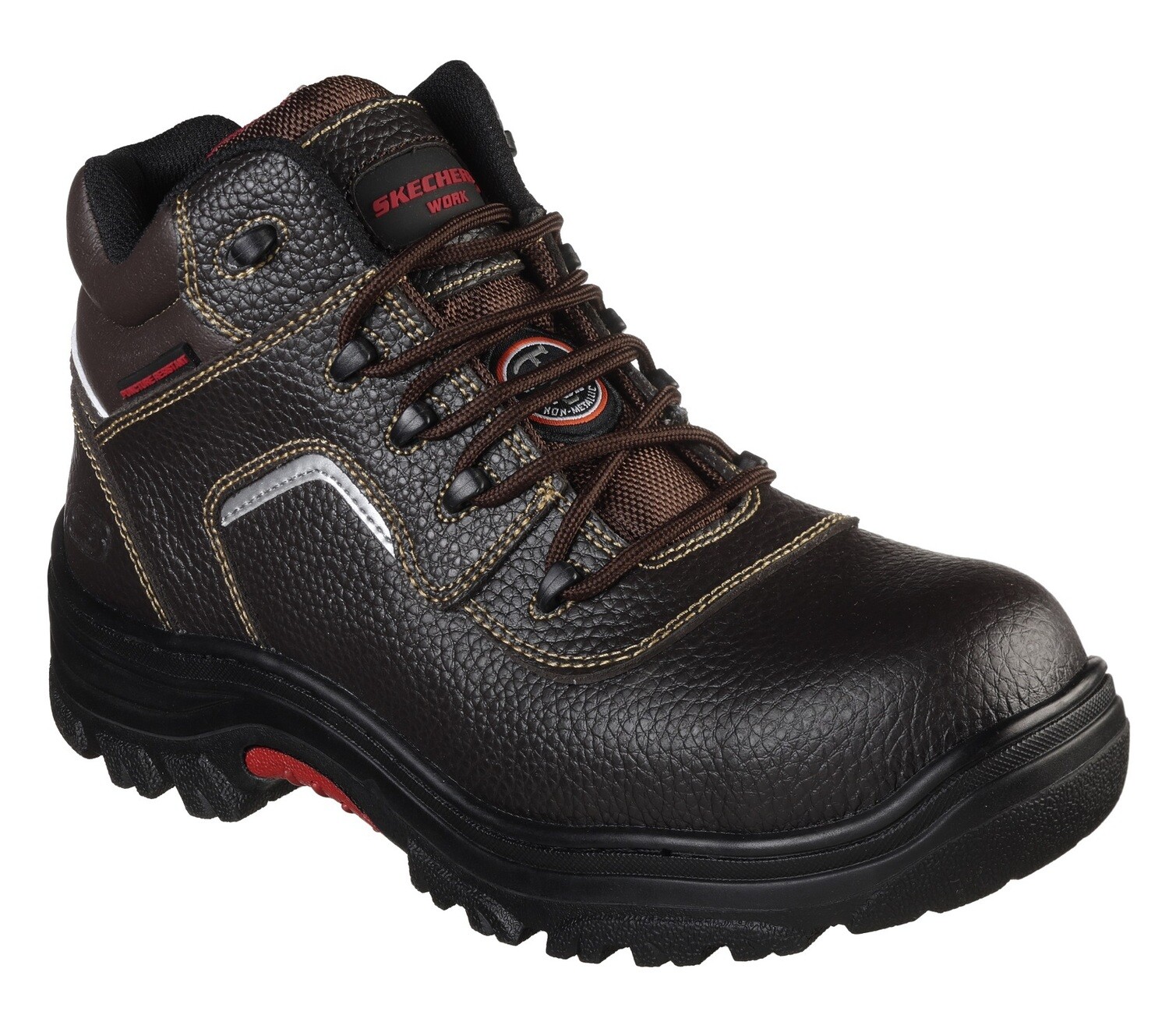 SKECHERS MEN WORK BURGIN COMP TOE BOOT 77144W BRN