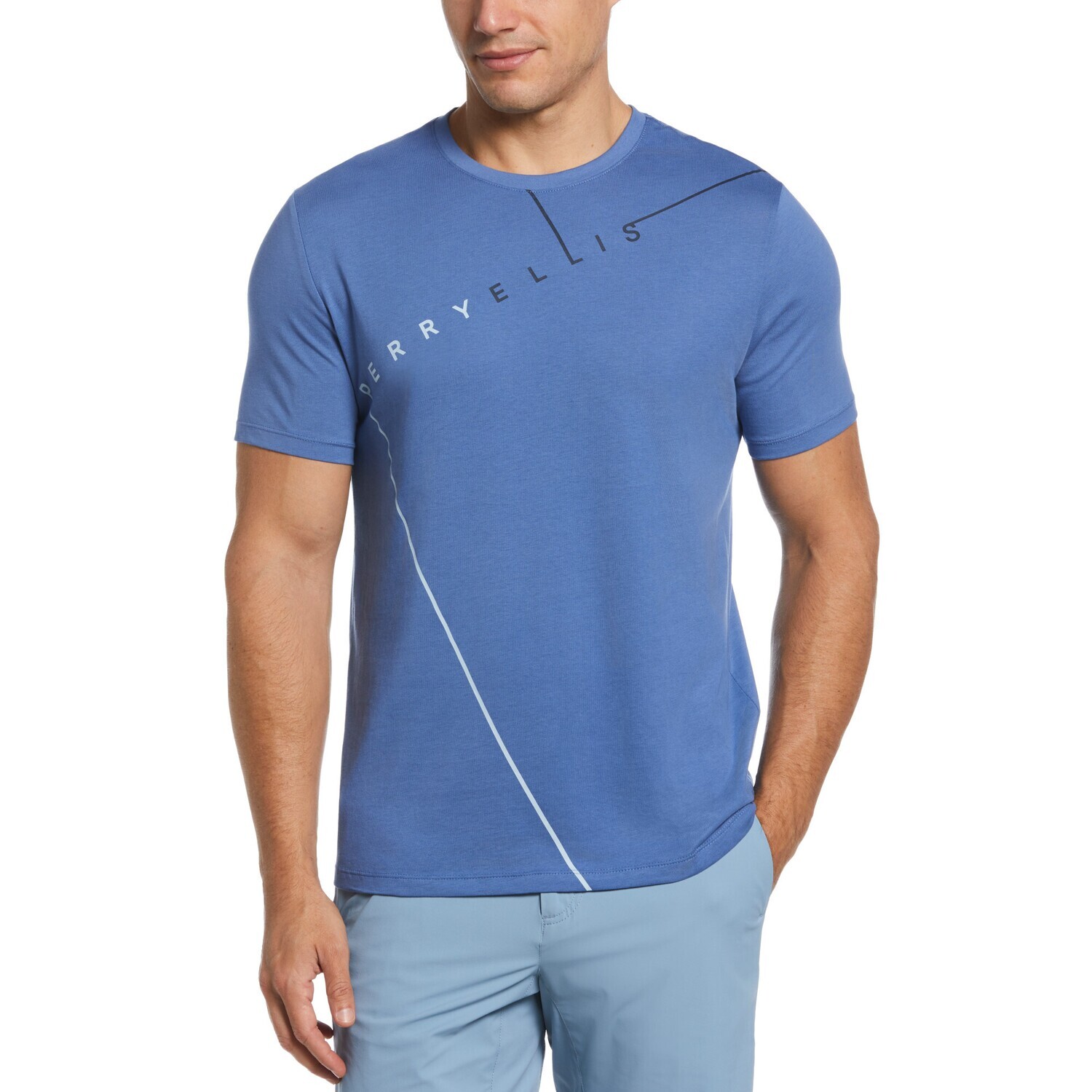 PERRY ELLIS MEN KNITTED LOGO CREW-NECK T-SHIRT 4GSK7166-472