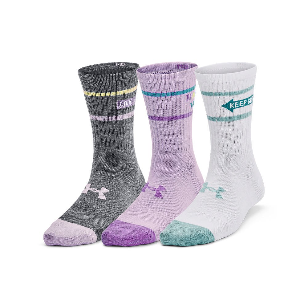 UNDER ARMOUR WOMEN ESSENTIAL MID CREW 3PK SOCK 1382942-543 
