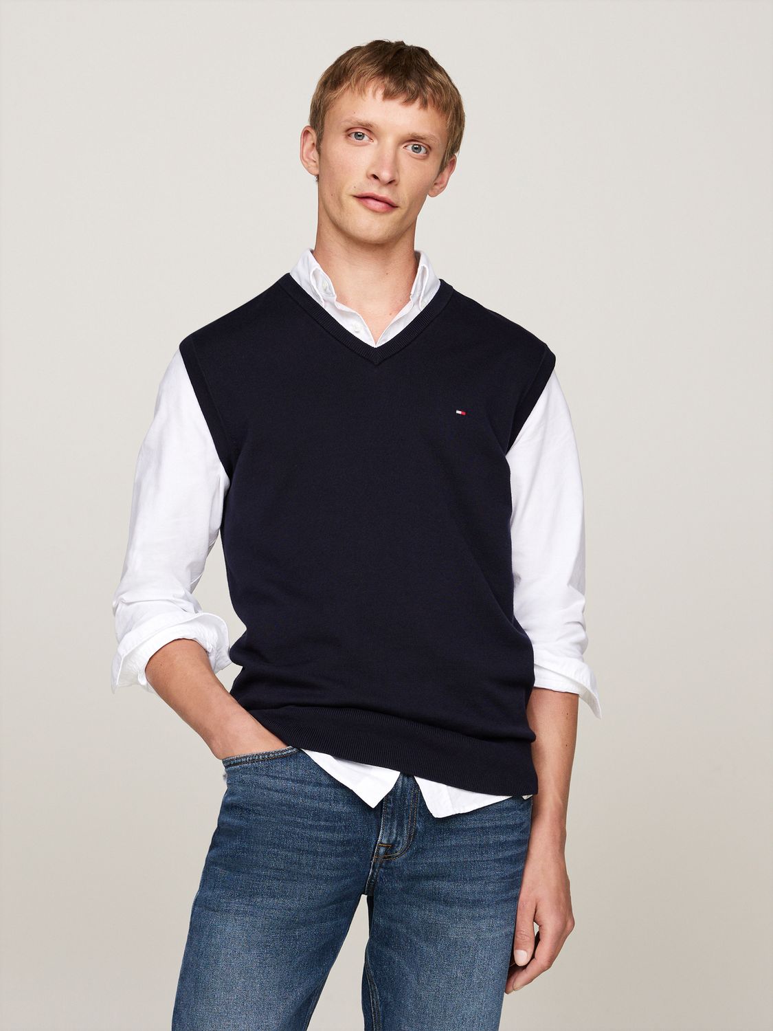 TOMMY HILFIGER MEN ESSENTIAL NK VEST SWEATER  MW0MW33114DW5