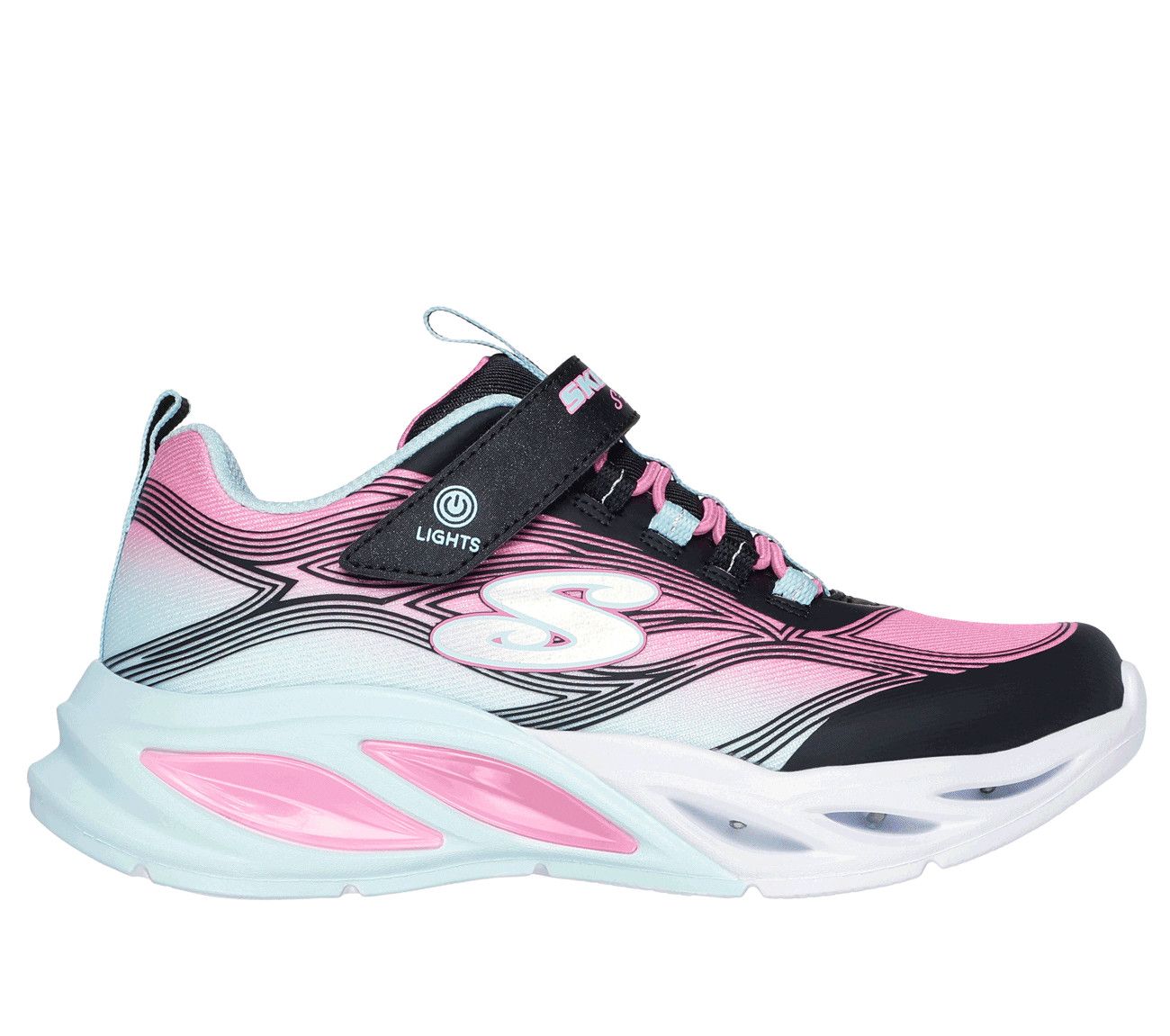 SKECHERS GIRLS COSMIC GLOW SNEAKER 303712L BKMT