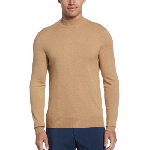 PERRY ELLIS MEN LONG SLEEVE TECH CREW SWEATER CAMEL HEATHER 4GFG7221-283