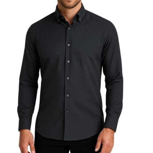 PERRY ELLIS MEN CASUAL SHIRT LONG SLEEVE BLACK 4KFW8257-010