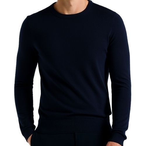 PERRY ELLIS MEN LONG SLEEVE TECH CREW SWEATER DARK SAPPHIRE 4GFG7221-405