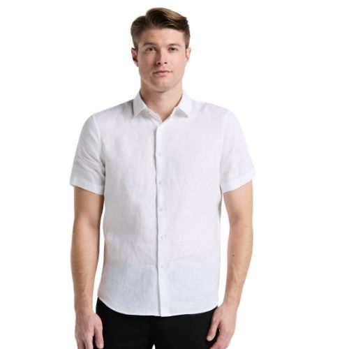 PERRY ELLIS MEN S/S CASUAL SHIRT BRIGHT WHITE 4KSW7059-126