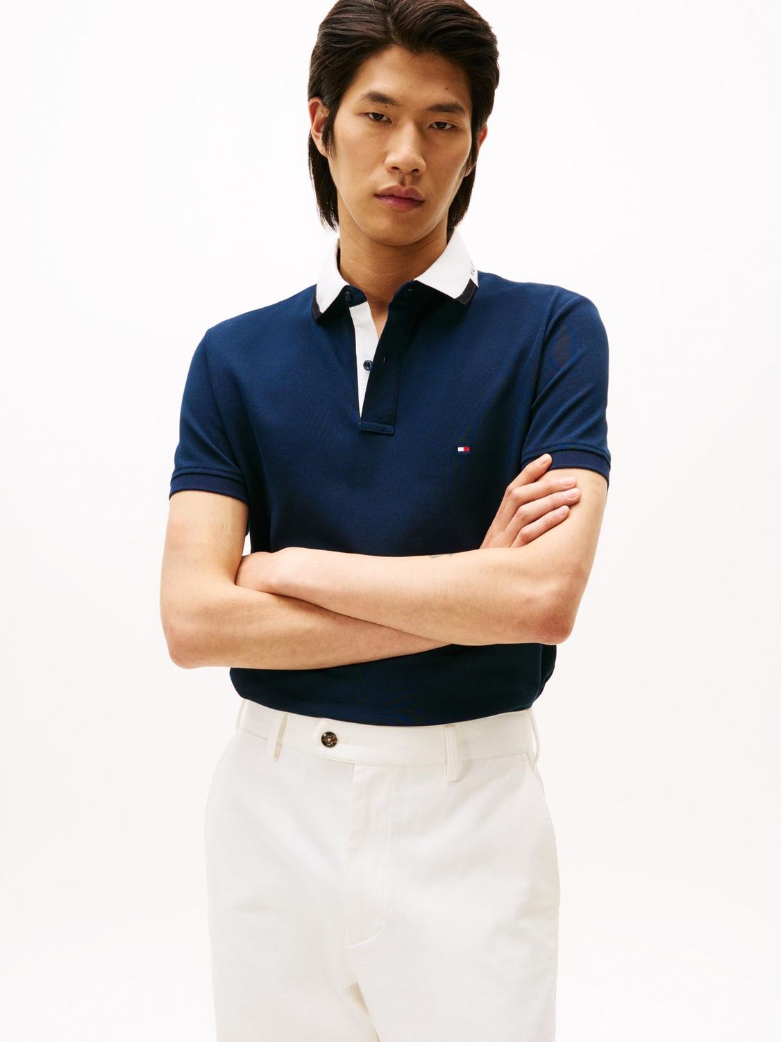 TOMMY HILFIGER MEN  PIQUE GRAFIC COLLAR REG POLO SHIRT  MW0MW41605C1G