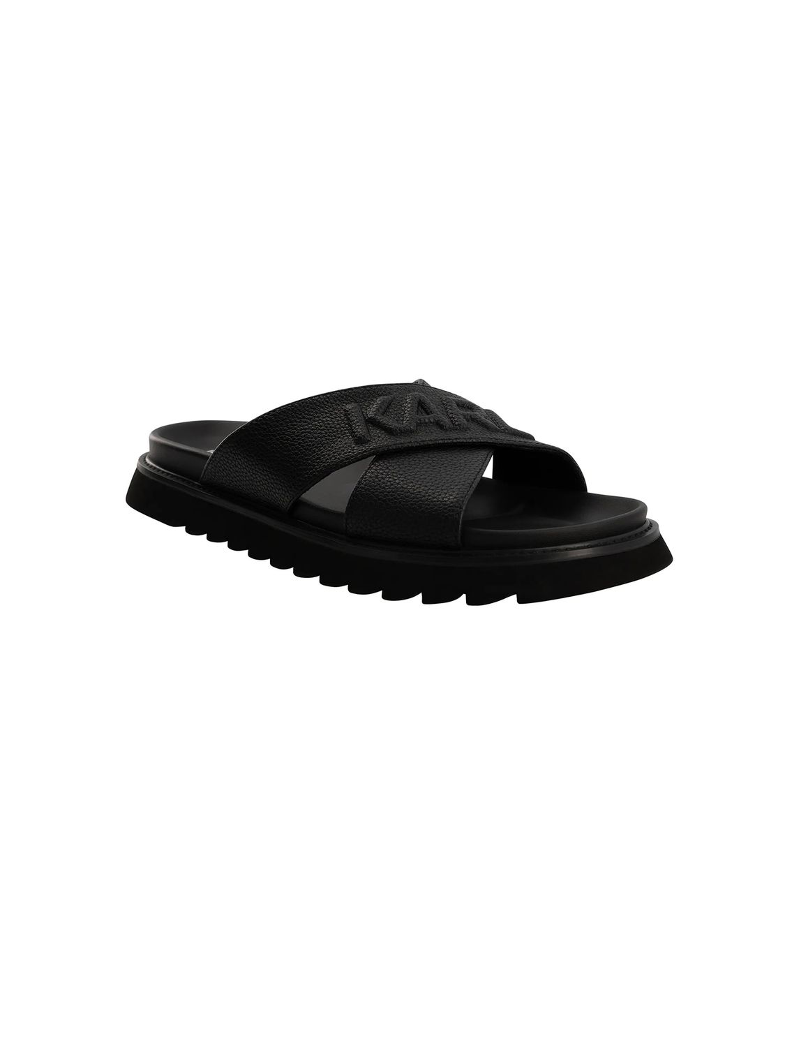 KARL LAGERFELD MEN LIZARD PRINT CRISS SANDALS LF6S5024BLK