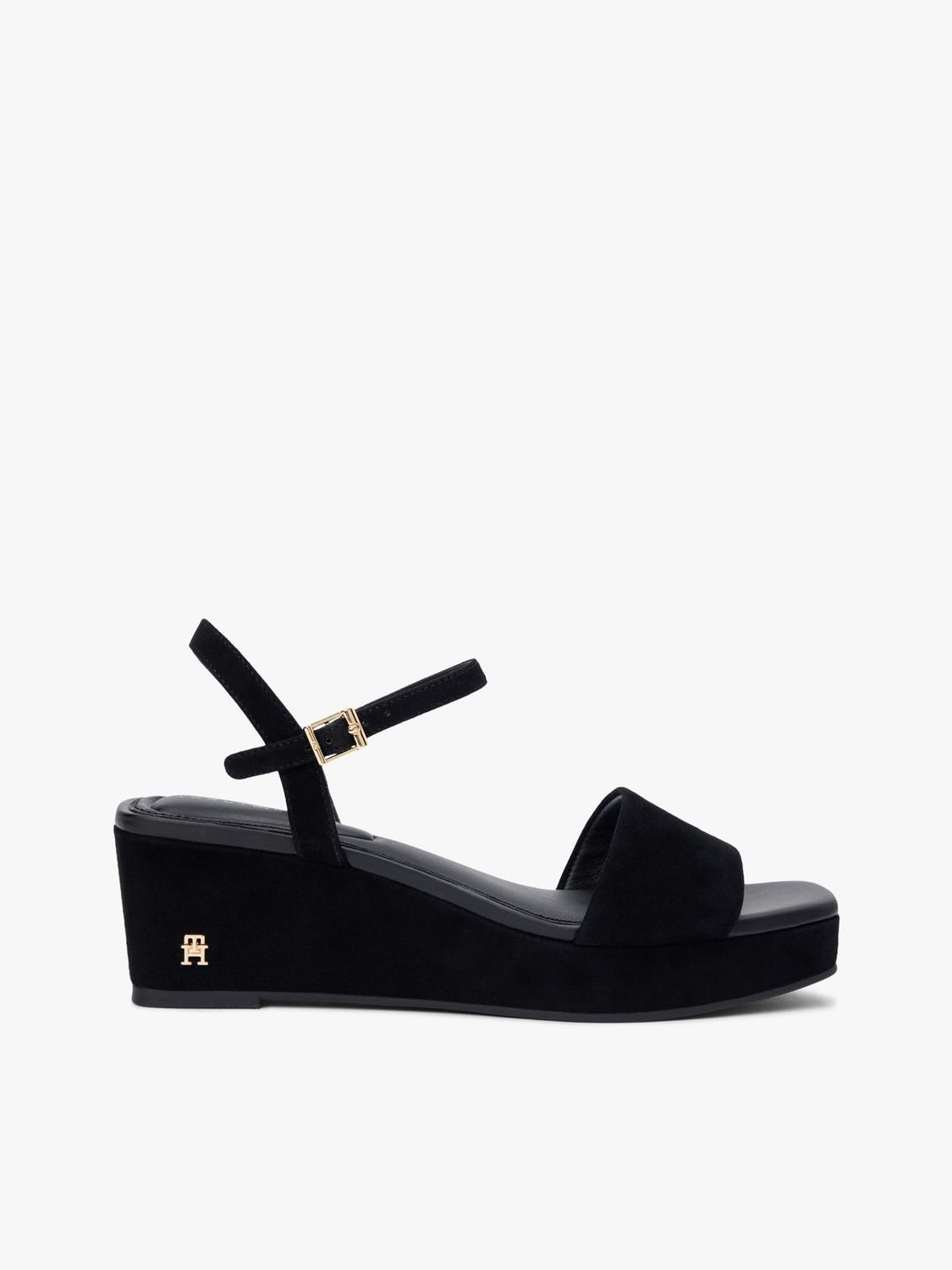 TOMMY HILFIGER WOMEN SUEDE MONOGRAM WEDGE SANDALS FW0FW09235BDS