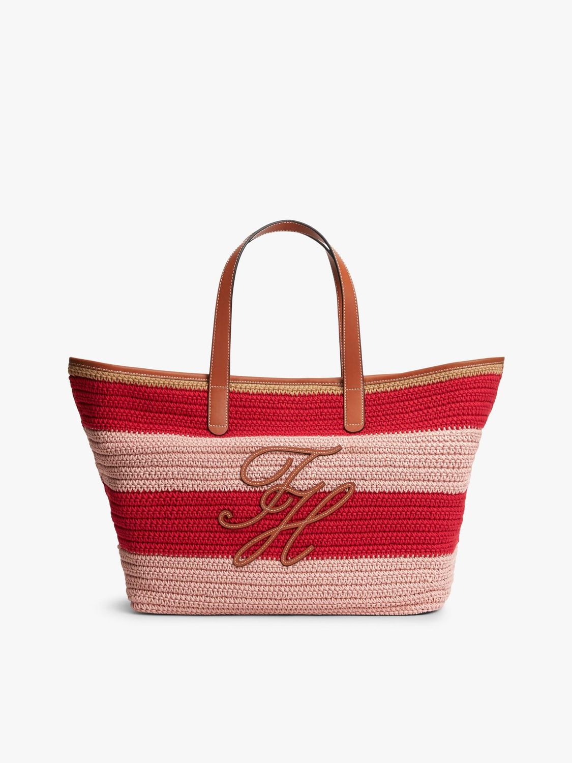 TOMMY HILFIGER WOMEN WOVEN STRIPE LOGO APPLIQUE TOTE BAG AW0AW188160JV