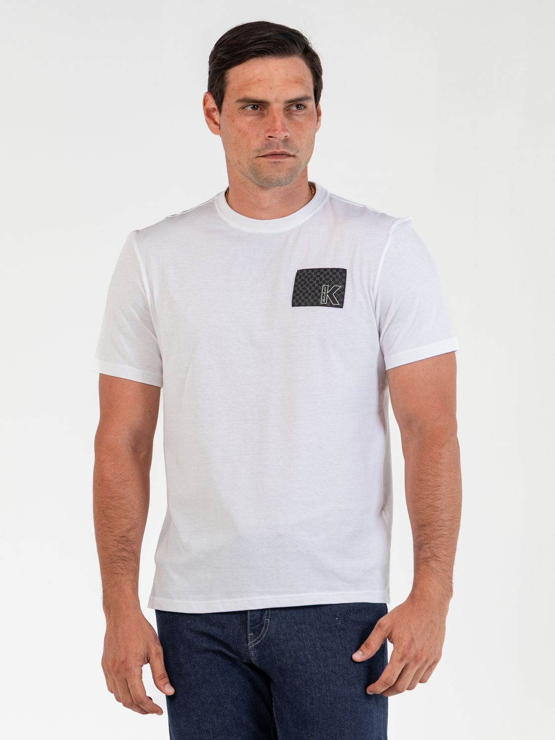 KARL LAGERFELD MEN K LOGO WOVEN LABEL T-SHIRT BRM17003100
