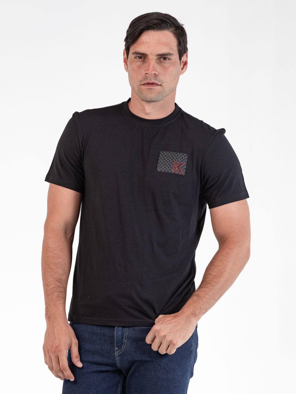 KARL LAGERFELD MEN K LOGO WOVEN LABEL T-SHIRT BRM17003999