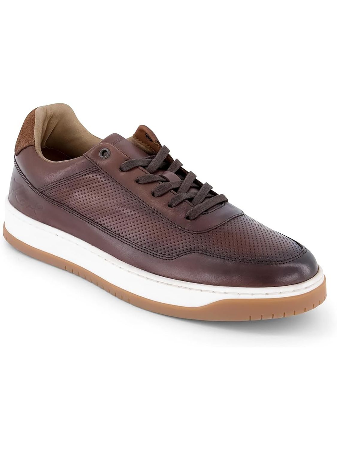 KARL LAGERFELD MEN PERFORATED LEATHER SNEAKER LF6S5050 BRN