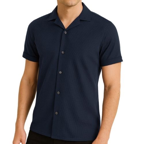 PERRY ELLIS MEN NAVY S/S CASUAL SHIRT 4KFW8378-401