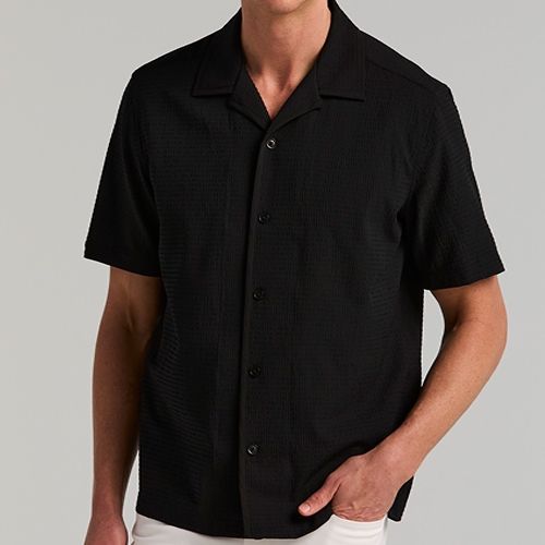 PERRY ELLIS MEN BLACK CASUAL S/S SHIRT 4LMW7000-010