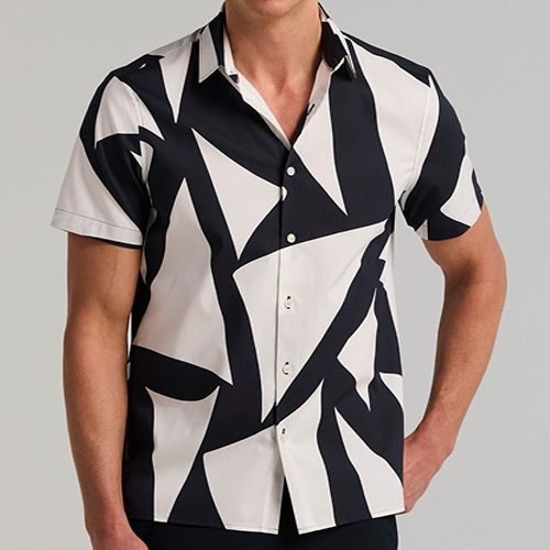 PERRY ELLIS MEN DARK SAPPHIRE CASUAL S/S SHIRT 4LMW7021-405