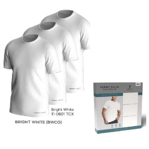 PERRY ELLIS MEN BRIGHT WHITE CREW NECK T/SHIRT UMPE349-BWCO