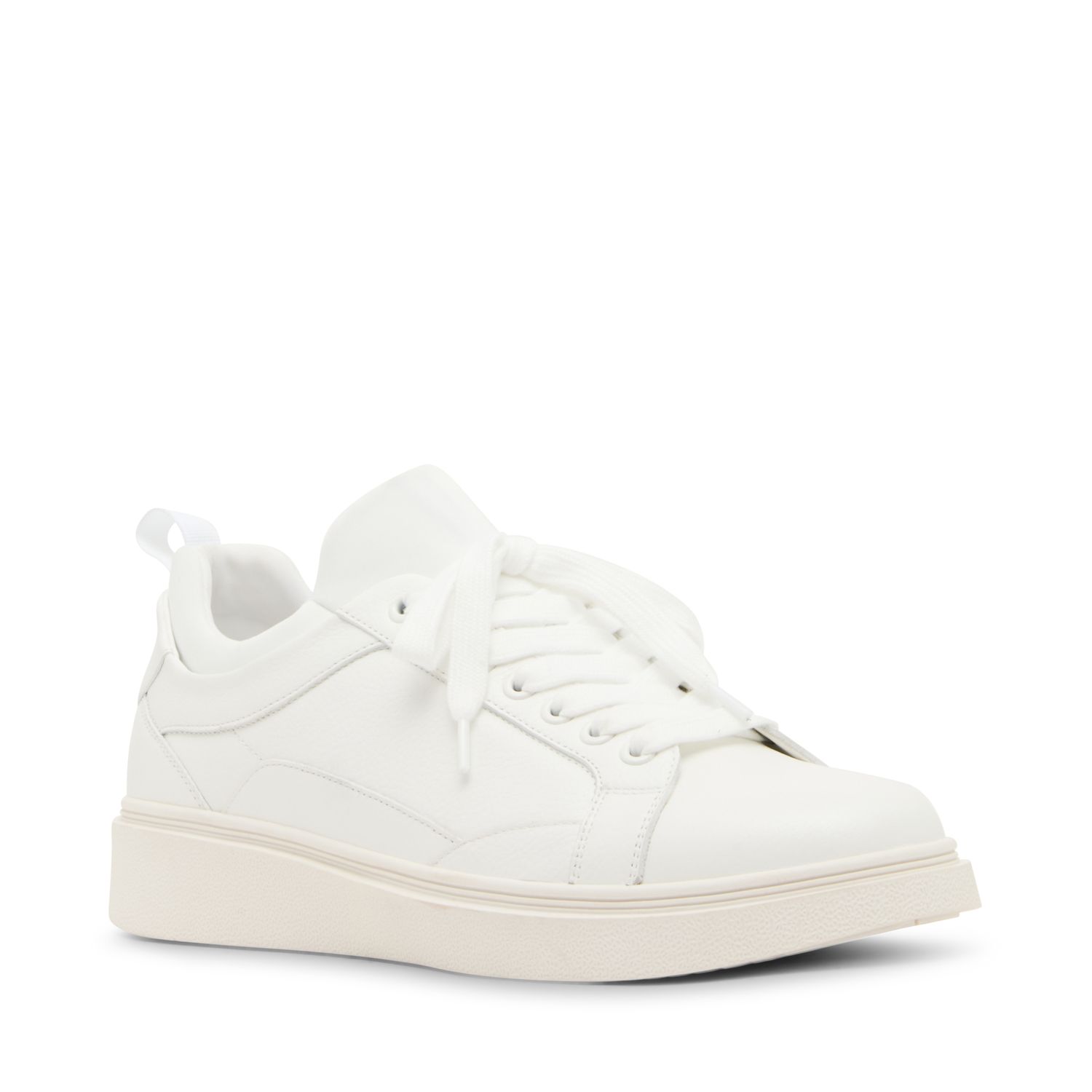 STEVE MADDEN MEN PANTHR WHITE LEATHER LACE UP SNEAKER  PANT01M1 WHITE LEAT, Size: 8