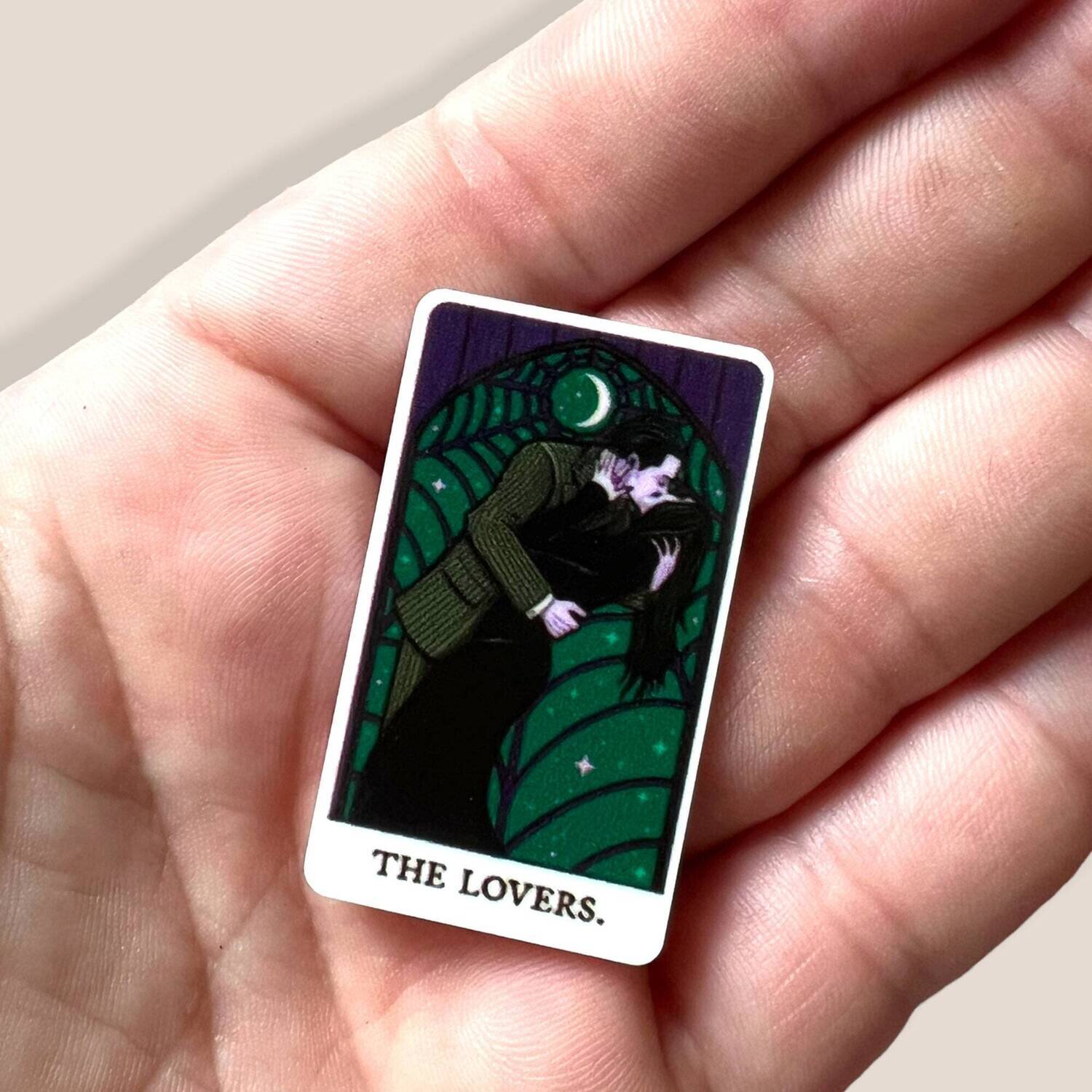 Tarot Card - The Lovers - Addams Family -  Psychic - Witchy - Acrylic - Needle Minder - Pin - Magnet