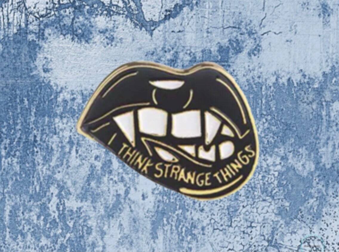I Think Strange Things - Mouth - Lips - Vampire Goth - Needle Minder - Pin - Magnet