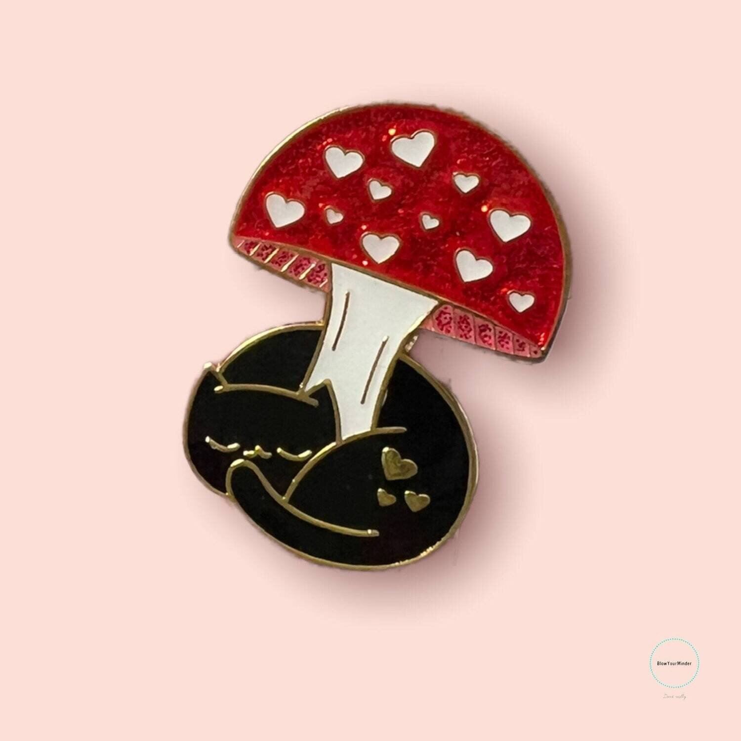 Black Mushroom Cat - Nature - Toadstool - Needle Minder - Pin - Magnet