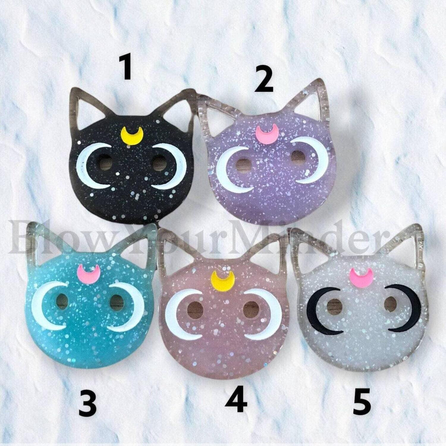 Random Color Cat - Witchy - Witch - Small - Acrylic - Needle Minder - Pin - Magnet