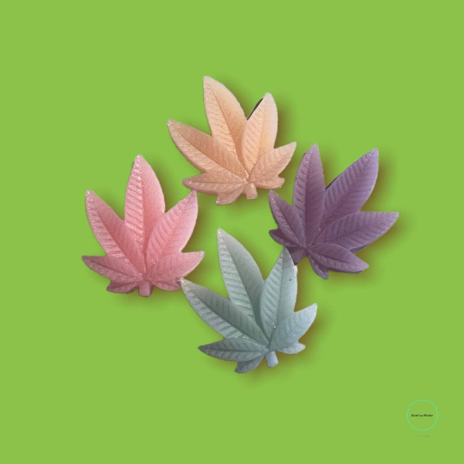 Set Of 2 Random Colored - Weed - Marijuana - High - Plant - Needle Minder - Pin - Magnet