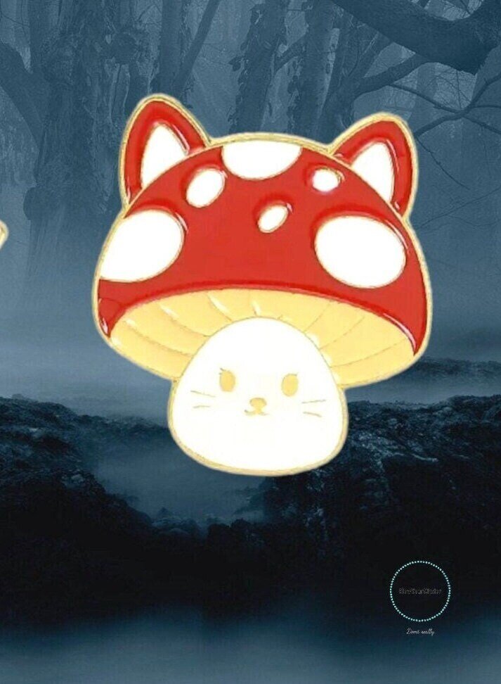 Mushroom - Cat - Kitty - Needle Minder - Pin - Magnet