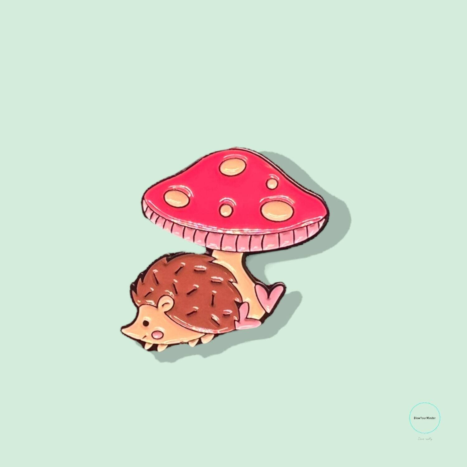 Hedgehog - Mushroom - So Cute - Needle Minder - Pin - Magnet