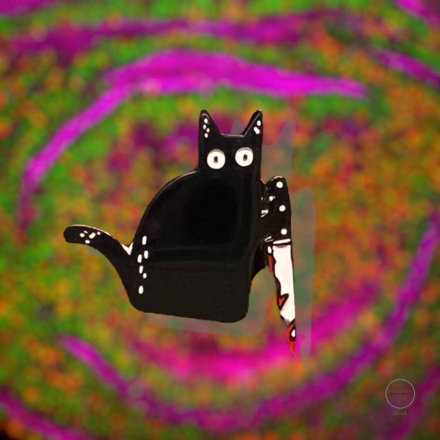 Violent Kitty - Cat - Knife - Needle Minder - Pin - Magnet