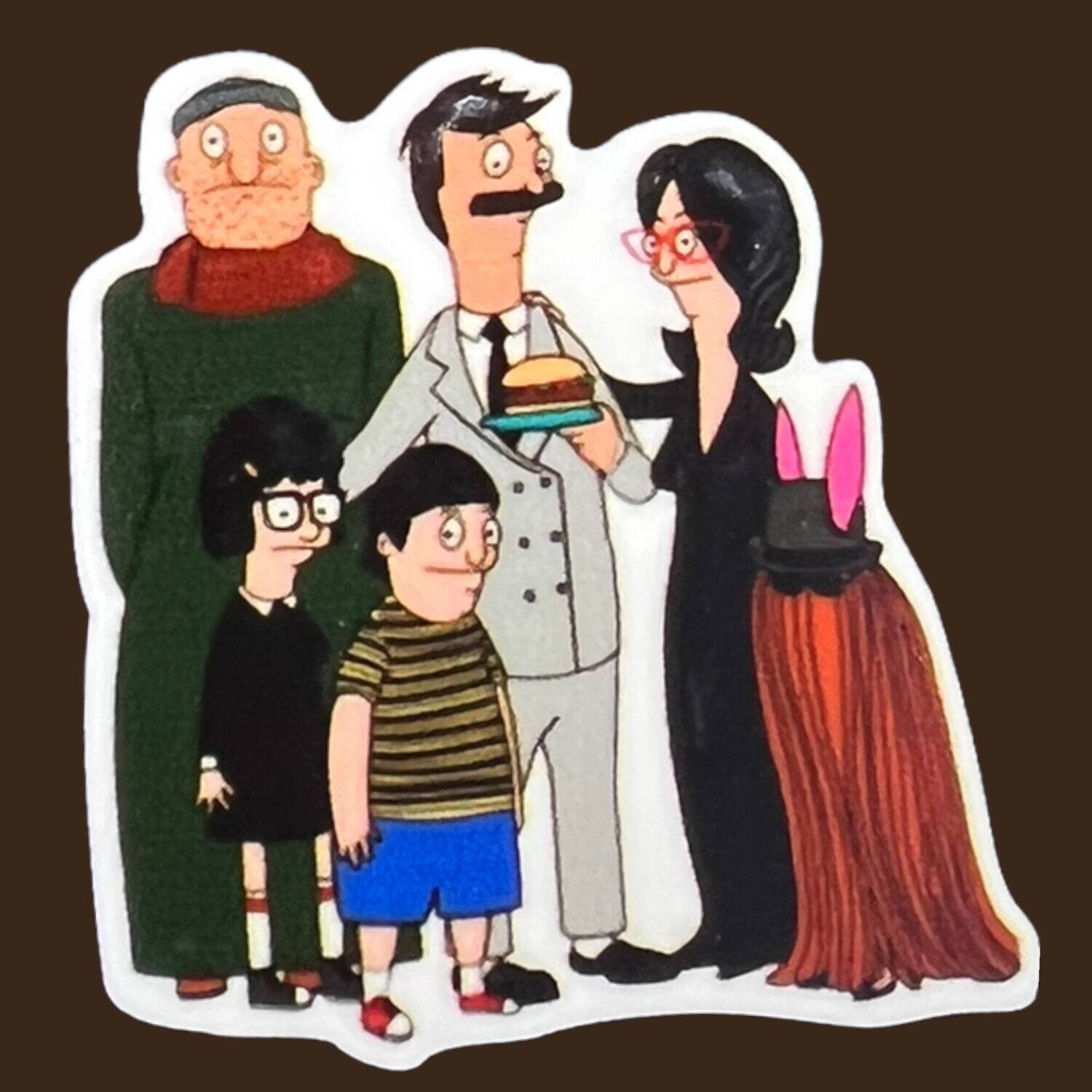 Bobs Burgers - Addams Family - Mashup - Gothic - Love - Family - Acrylic - Needle Minder - Pin - Magnet