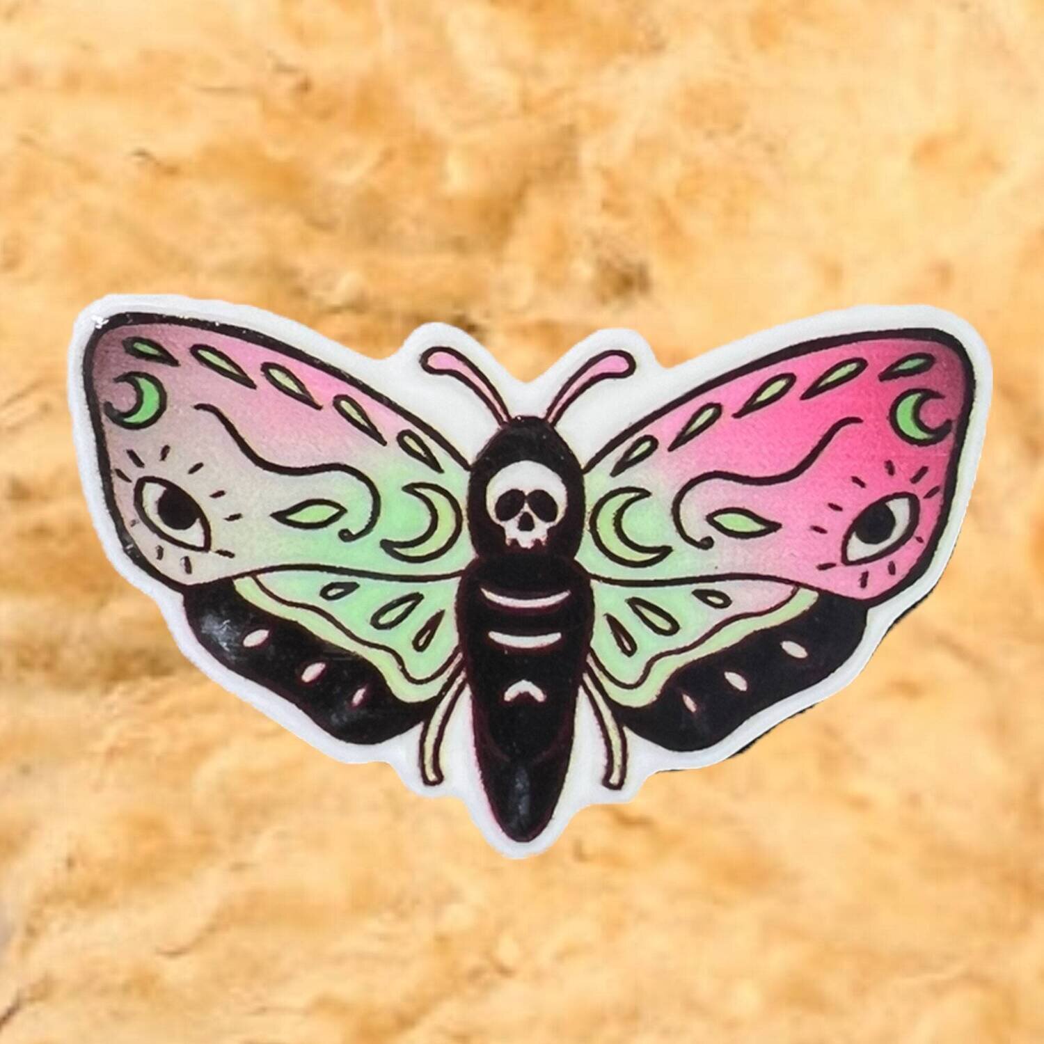 Deadhead Moth Head - Insect - Bug - Acrylic - Needle Minder - Pin - Magnet