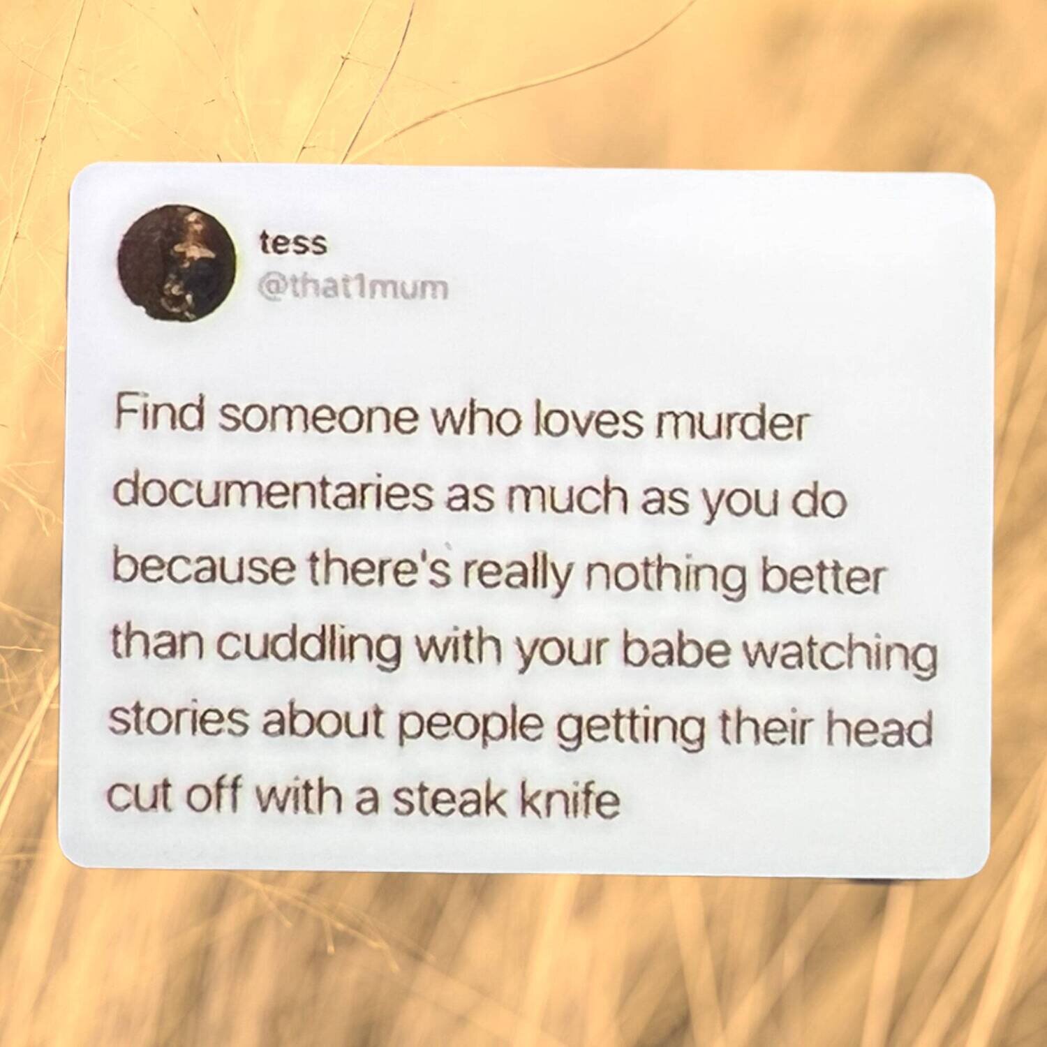 Find Someone Who Loves Murder Documentaries - Gore - Head Cut Off - Love - Relationship - Cuddle - Acrylic - Needle Minder - Pin - Magnet