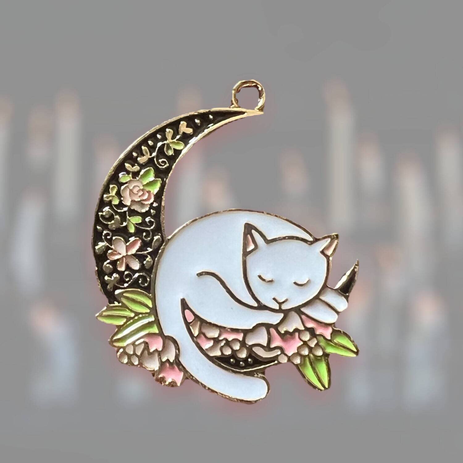 Moon Kitty - Cat - Witchy - Witch - Halloween - Needle Minder - Pin - Magnet - Charm