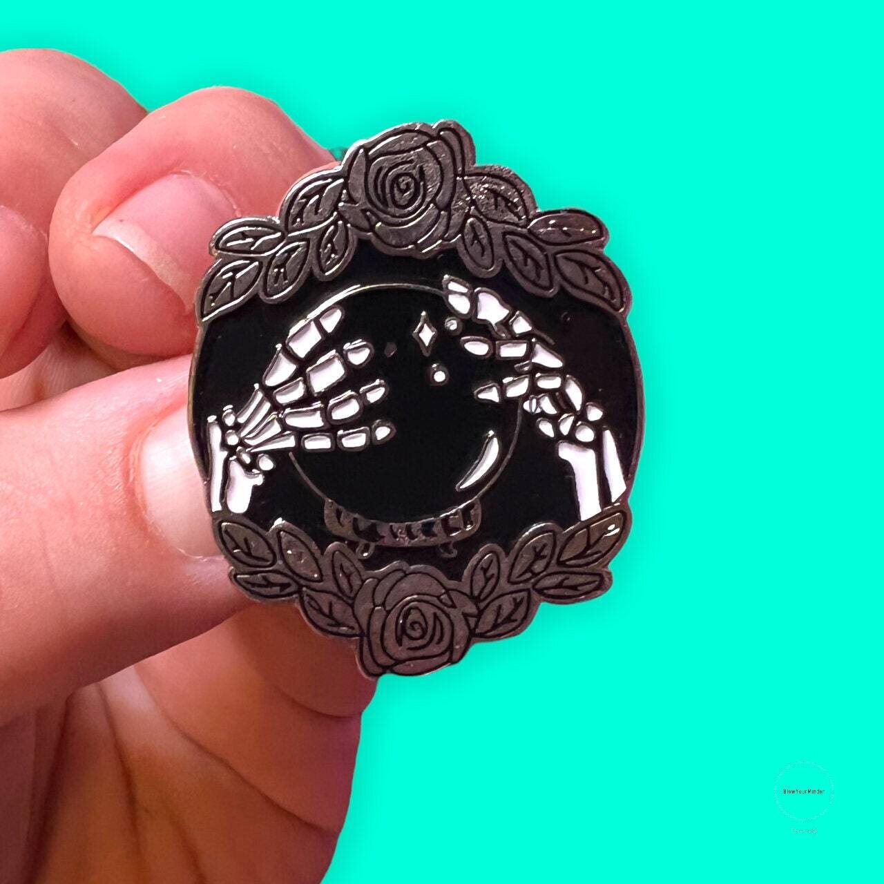 Crystal Ball - Skeleton Hands - Goth - Witchy - Gothic - Witch - Needle Minder - Pin - Magnet