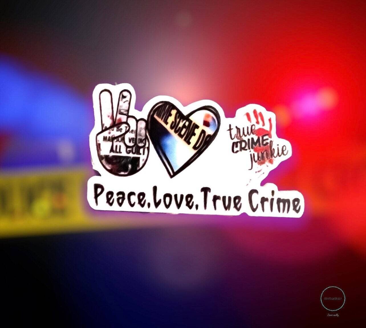 Peace - Love - True Crime - Acrylic - Needle Minder - Pin - Magnet