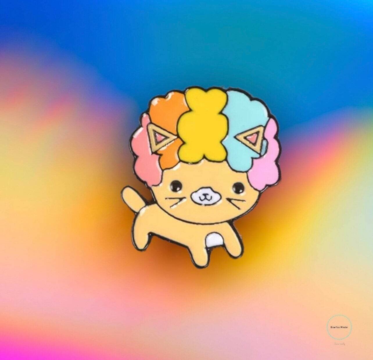 Rainbow - Afro - Clown - Cat - Kitty - Kitten - Circus - Funny - Needle Minder - Pin - Magnet