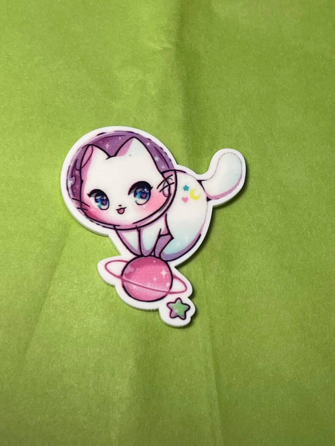 Space Kitty - Kitten - Cat - Saturn - Acrylic - Needle Minder - Pin - Magnet