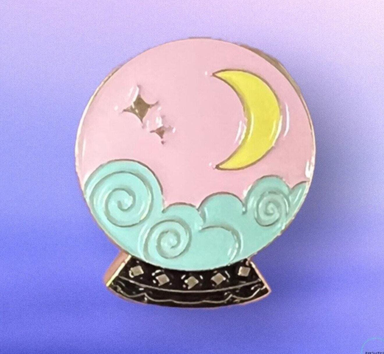 Crystal Ball - Moon - Needle Minder - Pin - Magnet