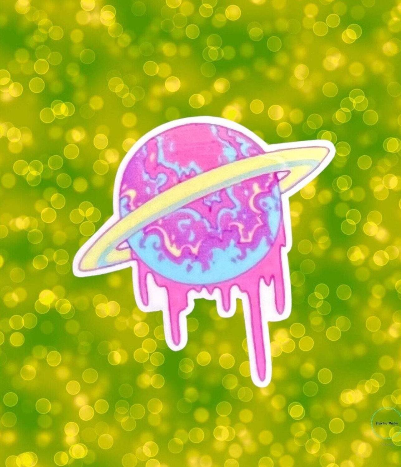 Melting Saturn - Psychedelic - Acrylic - Needle Minder - Pin - Magnet
