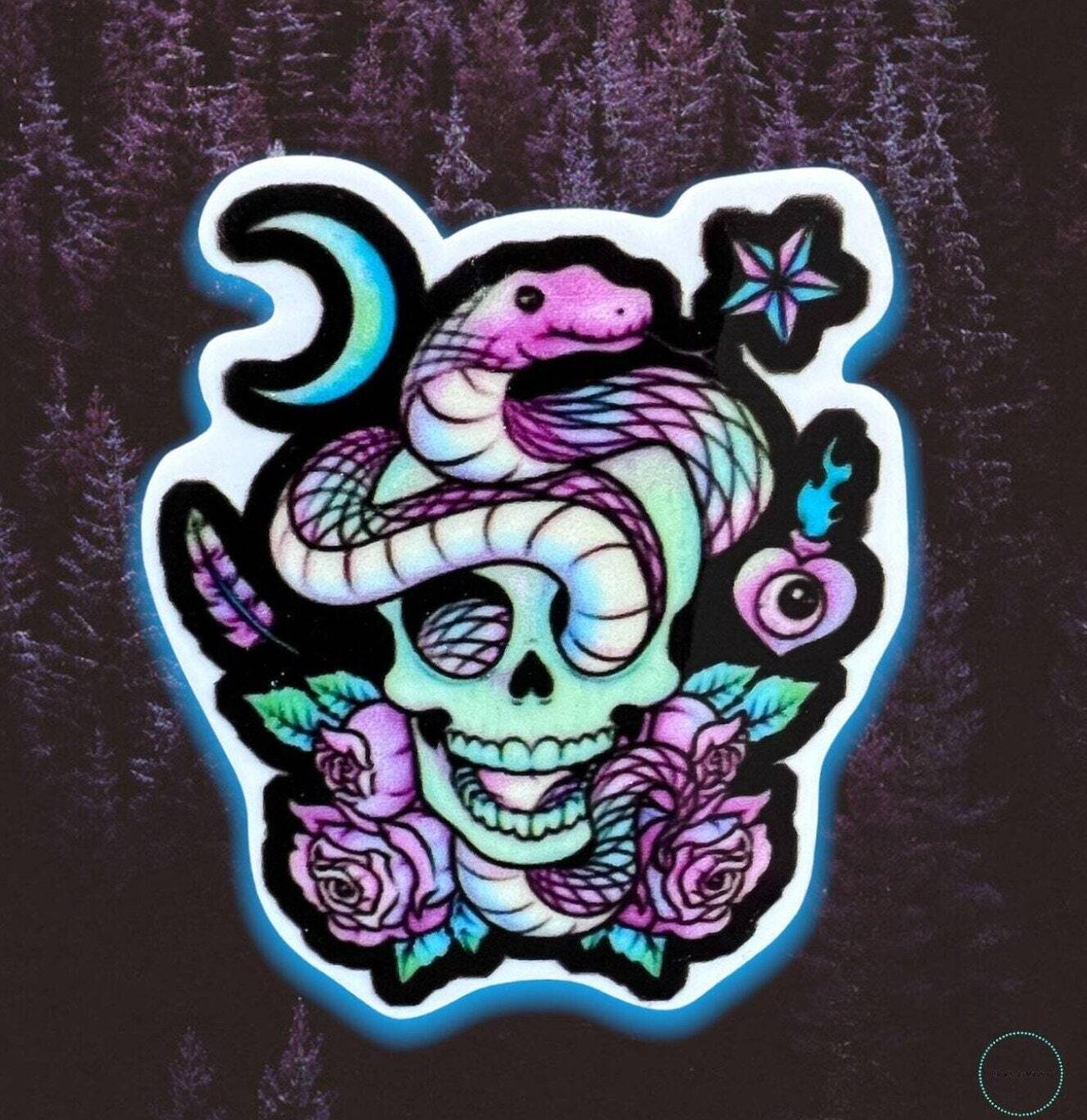 Snake Skull - Goth - Acrylic - Needle Minder - Pin - Magnet