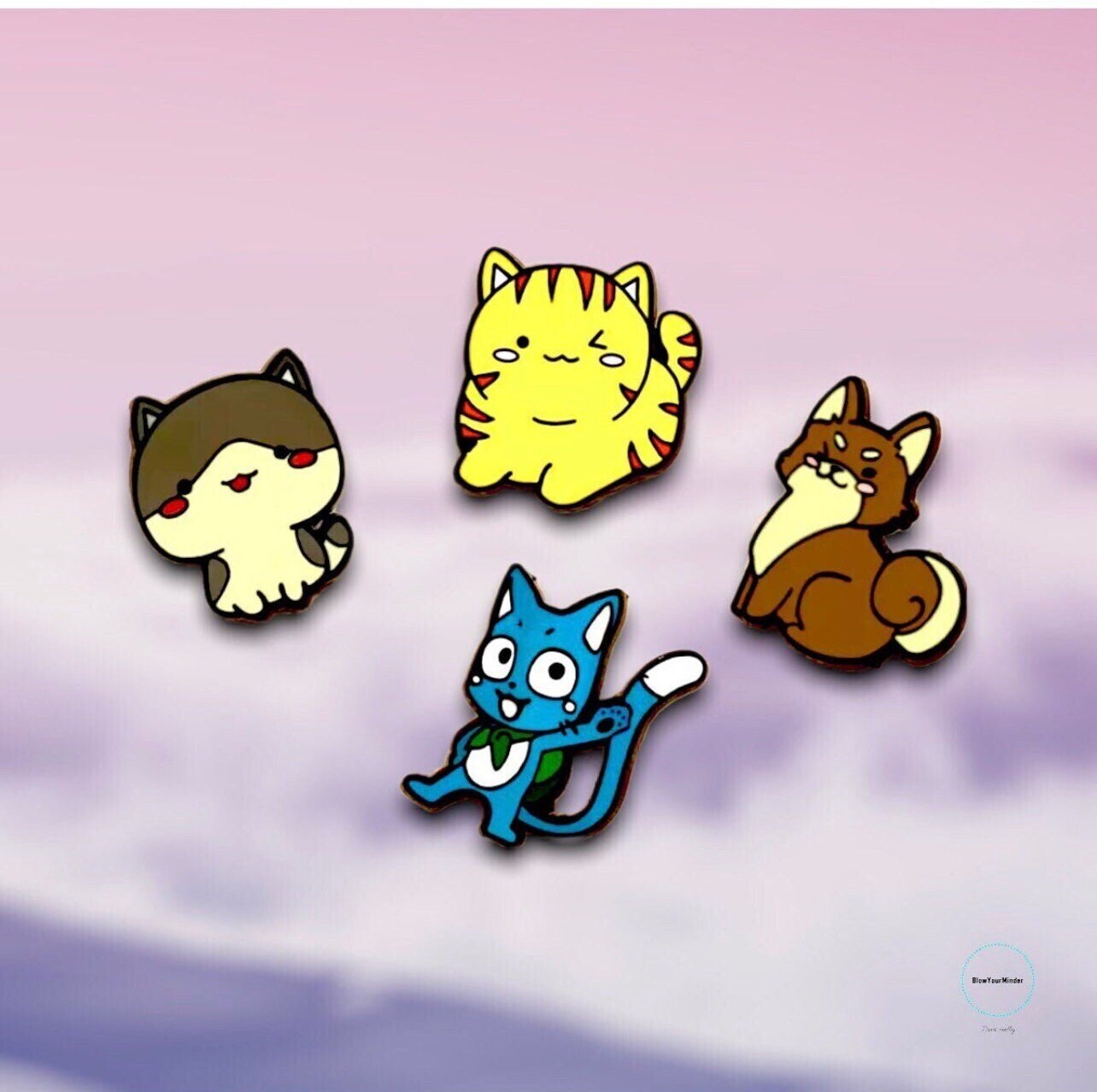 B Grade - Set Of 4 - Cartoon - Anime - Cat - Needle Minder - Pin - Magnet