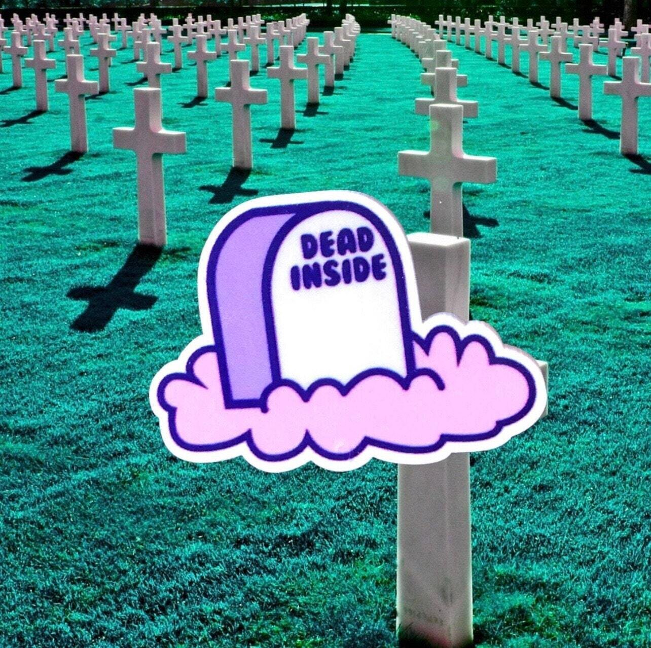 Dead Inside - Gravestone - Acrylic - Needle Minder - Pin - Magnet