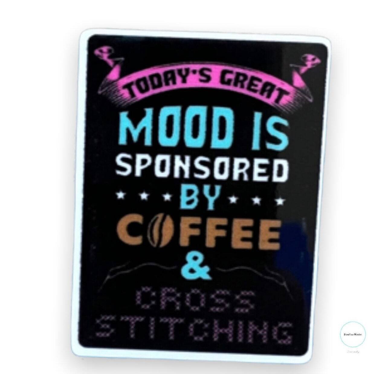 Coffee - Cross Stitching - Acrylic - Caffeine - Needle Minder - Pin - Magnet