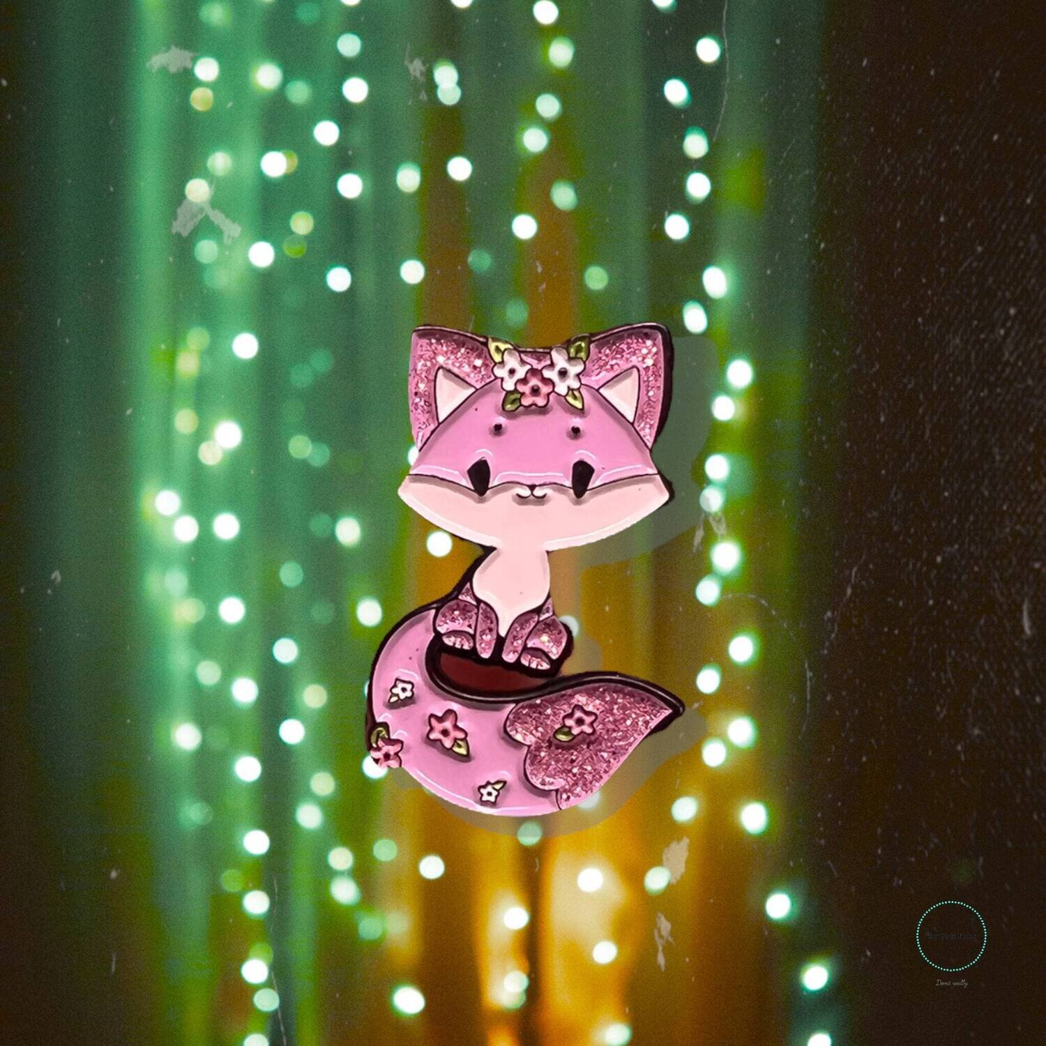 Fox - Pink - Flower - Needle Minder - Pin - Magnet