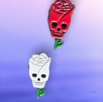 Set Of 2 - Rose - Flowers - Skull - Best Friends - Needle Minder - Pin - Magnet